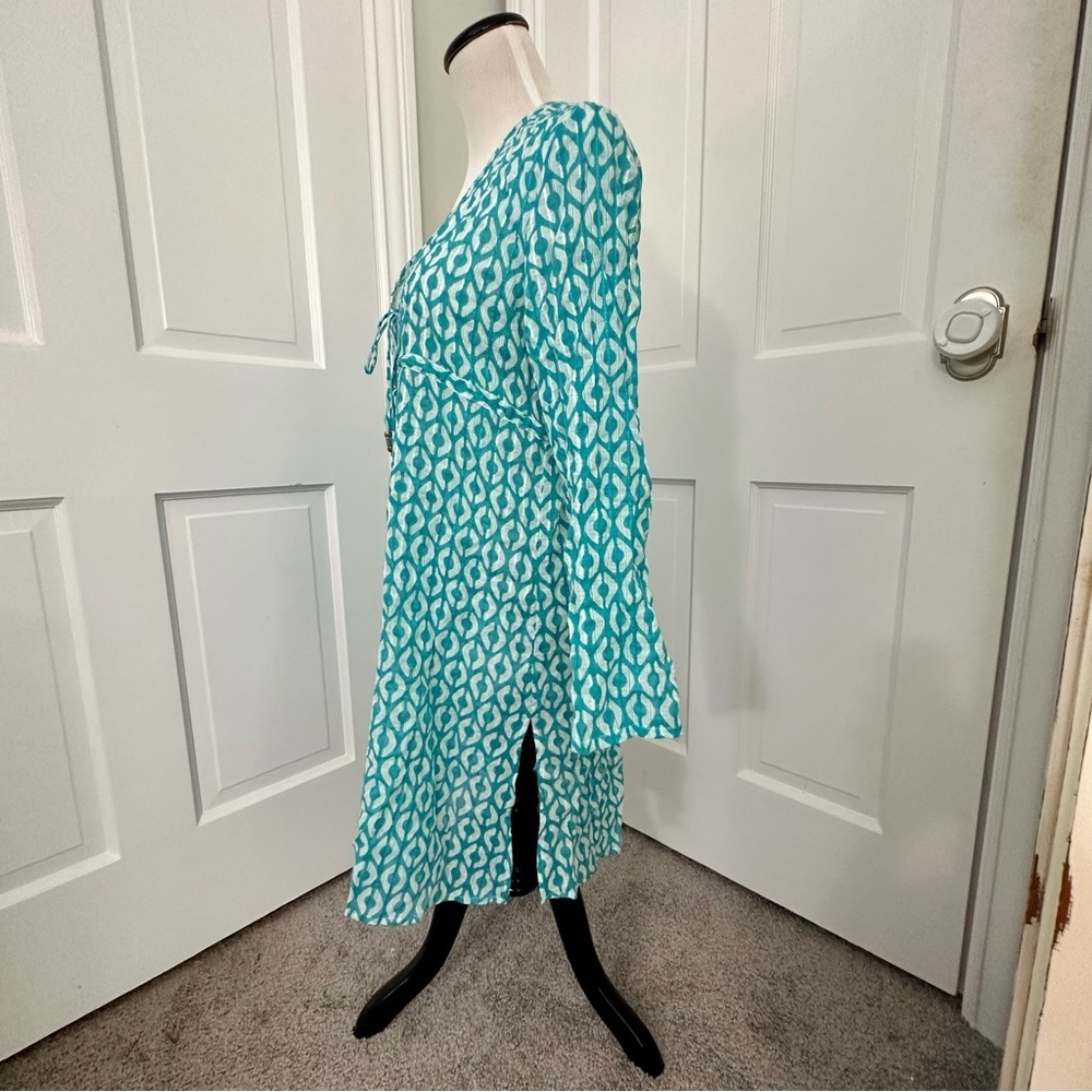 NEW! Geometric cover-up Small Teal Blue Aqua swimsuit bathing suit coverup - Picture 3 of 8